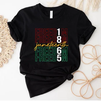 Футболка Juneteenth 1865, рубашки Juneteenth, футболки с черной историей, афроамериканский топ, Черные женские Летние повседневные топы с короткими рукавами