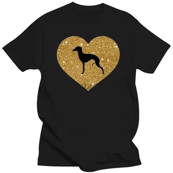 Итальянская борзая, блестящая футболка с сердечками, Мужская, Женская, молодежная, Детская, собака