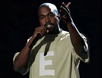 Летняя свободная мужская и женская футболка с коротким рукавом Kanye West Season 8 с двойной нитью essentials с флокированным принтом High street.