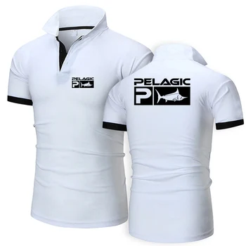 2023New Pelagic Fisher Offshore Мужская летняя рубашка поло Деловая повседневная футболка Дышащая спортивная одежда для гольфа Дизайнерские топы для