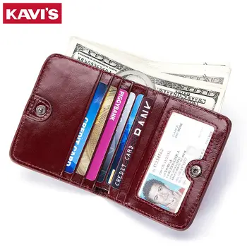 Женский кошелек из 100% натуральной кожи, маленький кошелек с мини-застежкой, Новый модный короткий держатель для карт с блокировкой RFID с карманом для монет на молнии