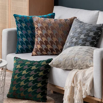 Роскошный чехол для подушки в клетку 45x45 см, декоративная высококачественная наволочка для дивана, домашний декор, наволочка для гостиной, чехол для подушки