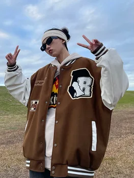 Американская Ретро бейсбольная куртка, винтажное пальто с вышивкой, пара уличных осенне-весенних свободных молодежных топов в стиле хип-хоп