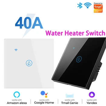 Умный выключатель Wi-Fi 40A, водонагреватель, бойлер, сенсорный выключатель, кондиционер, Синхронизация освещения, приложение EU Wall App для Alexa Google Home