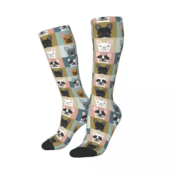 Изготовленные на заказ женские чулки с рисунком французского бульдога, 3D-принт, носки-трубочки для любителей французских собак до бедра