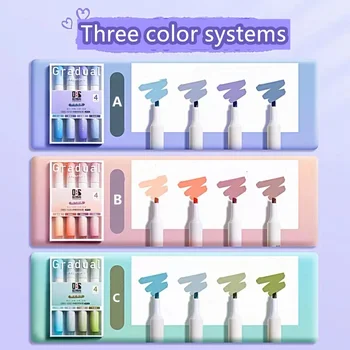 4 высококачественных цветовых градиентных штриха хайлайтера, ключевые метки, студенческий маркер, ручка для защиты глаз большой емкости