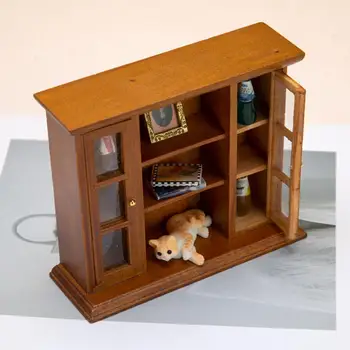Привлекательный Шкаф для кукольного домика с высокой имитацией Миниатюрной мебели, Книжный шкаф, полка для показа, реквизит для сцены