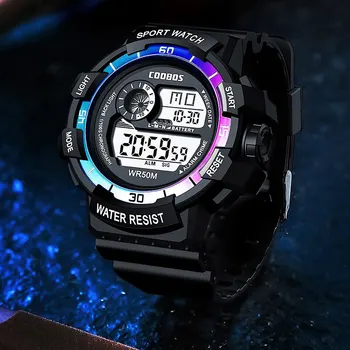 Модные спортивные светодиодные электронные часы для мужчин, роскошные водонепроницаемые светящиеся военные часы, мужские Многофункциональные красочные цифровые часы