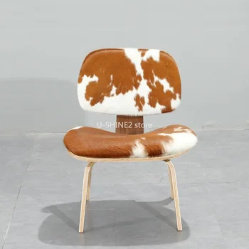 U-ЛУЧШИЙ классический дизайн, современный шезлонг из фанеры, боковое кресло из кожи пони, роскошный креативный стул из орехового шпона, простой Деревянный стул