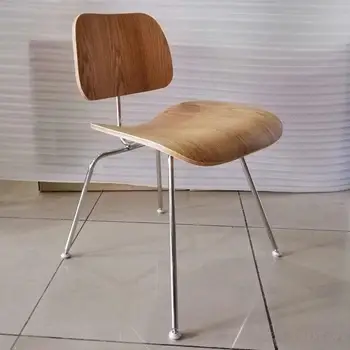 Обеденный стул для гостиной из сезонного стекла, мебель для домашней столовой из нержавеющей стали в центре реплики скандинавского деревянного стула