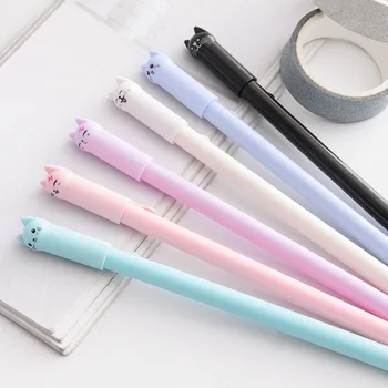 6 шт./компл. Гелевая ручка Kawaii Cat 0,38 мм, креативная милая ручка с нейтральными чернилами, подарок для детей, Школьные Канцелярские принадлежности