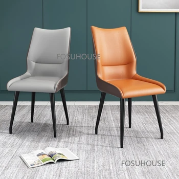 Современные обеденные стулья для ресторанной мебели, Мягкое кресло со спинкой из искусственной кожи, легкое роскошное скандинавское домашнее обеденное кресло CN