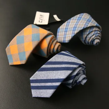 Классический клетчатый Жаккардовый хлопок в японском академическом стиле, Узкий галстук длиной 6 см, завязывающийся самостоятельно, для мужчины и женщины, Повседневный деловой галстук