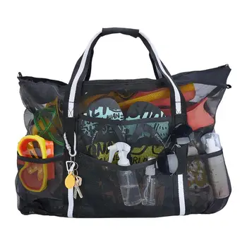 Портативная женская сетчатая сумка для покупок, модная легкая и универсальная сумка для покупок большой емкости, пляжная сетчатая сумка