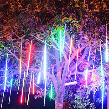 Светодиодный Метеоритный дождь, дождевая трубка, Рождественская Декоративная лампа, комплект штепсельной вилки ЕС, падающие капли дождя, украшение дерева