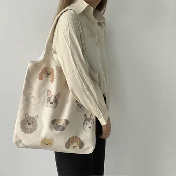Холщовая сумка с иллюстрацией собаки с авторским правом новая холщовая сумка женская на одно плечо винтажная корейская версия harajuku ulzzang cloth bag ins
