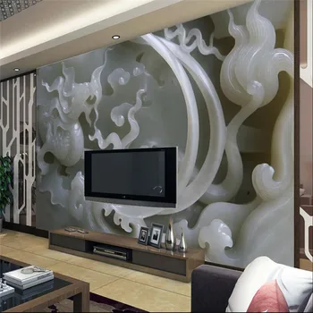 обои для стен beibehang 3d Фото Фоновая фотография Китайская нефритовая скульптура рельефная бумажная фреска murals-3d papel de parede