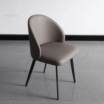 Современные минималистичные обеденные стулья из искусственной кожи для столовой, скандинавский дизайнерский обеденный стул для переговоров и отдыха, легкий Роскошный обеденный стул
