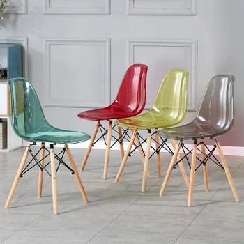 Простой акриловый обеденный стул, современный домашний стул со спинкой, деловой стул для переговоров, Прозрачный пластиковый стул, мебель для столовой