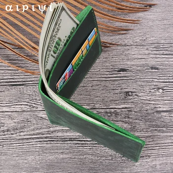 Кожаный мужской кошелек Moterm Короткий кошелек Ретро-держатель для карт Настраиваемый Деловой Складной карман для монет Оптом