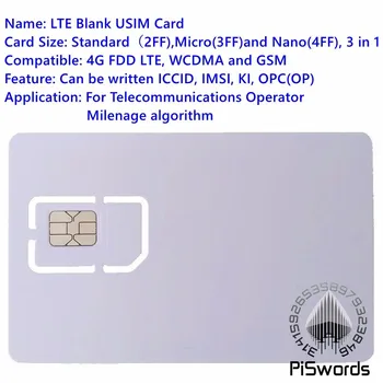 Piswords SIM USIM Карта 4G LTE WCDMA GSM Пустая Мини Нано Микро Программируемая SIM Карта С Возможностью Записи Для Оператора Алгоритм Прохождения Миль