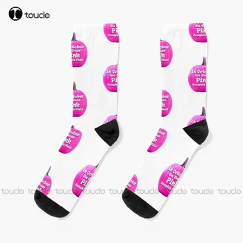 В октябре мы надеваем Розовые носки в клетку с тыквой Женские носки на Хэллоуин Персонализированные Пользовательские Носки Унисекс для взрослых подростков и молодежи Модные Новинки