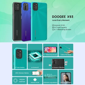 Смартфон DOOGEE X93 2 ГБ ОЗУ 16 ГБ ПЗУ 6,1 
